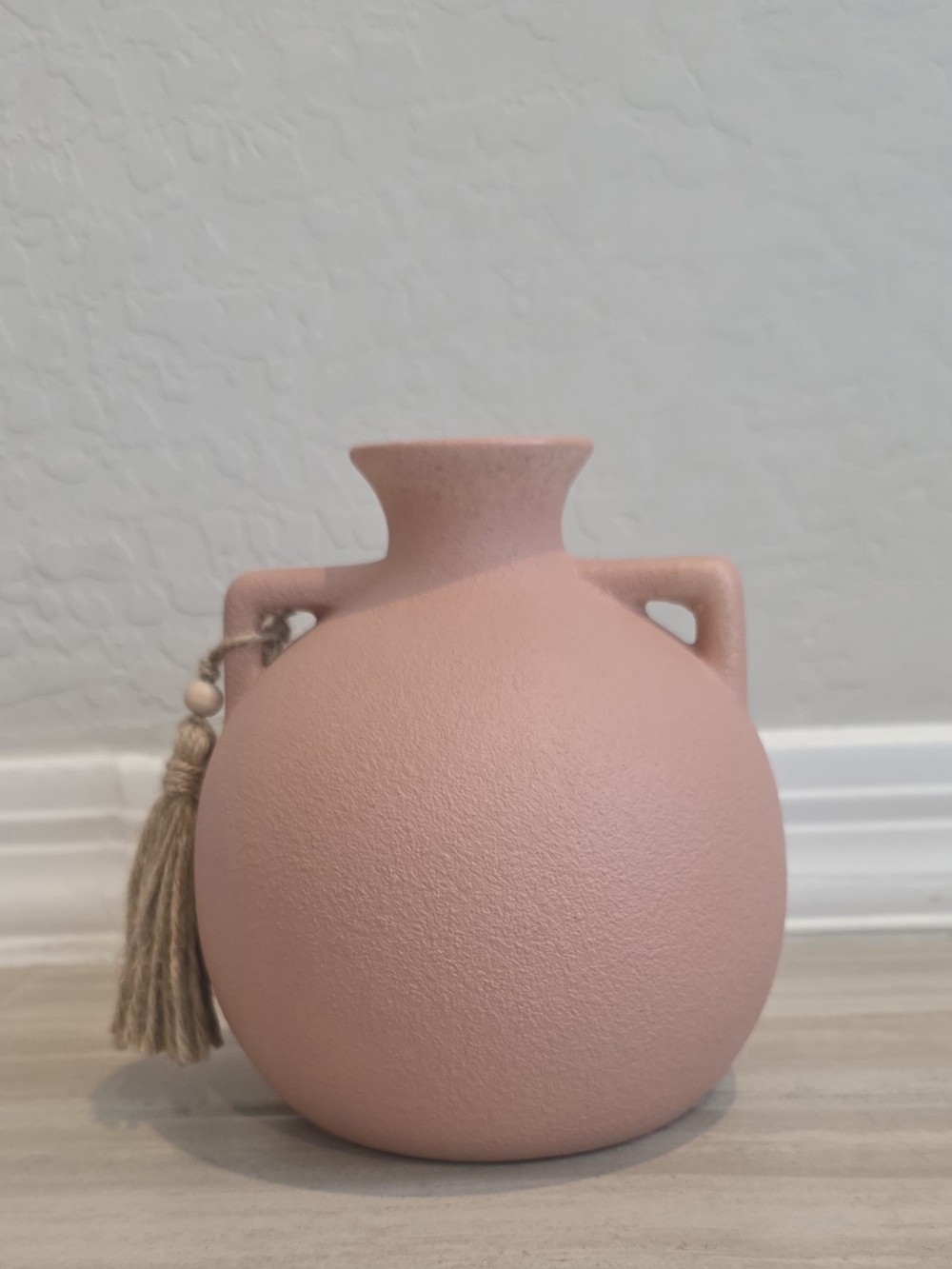 Blush Pink Decorative Ceramic Vase with Tassel